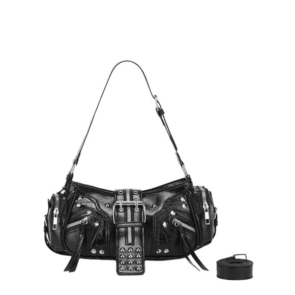 Handbags - 2935 Retro PU Leather Underarm Bags Y2k Buckle Shoulder Bag Punk Handbag